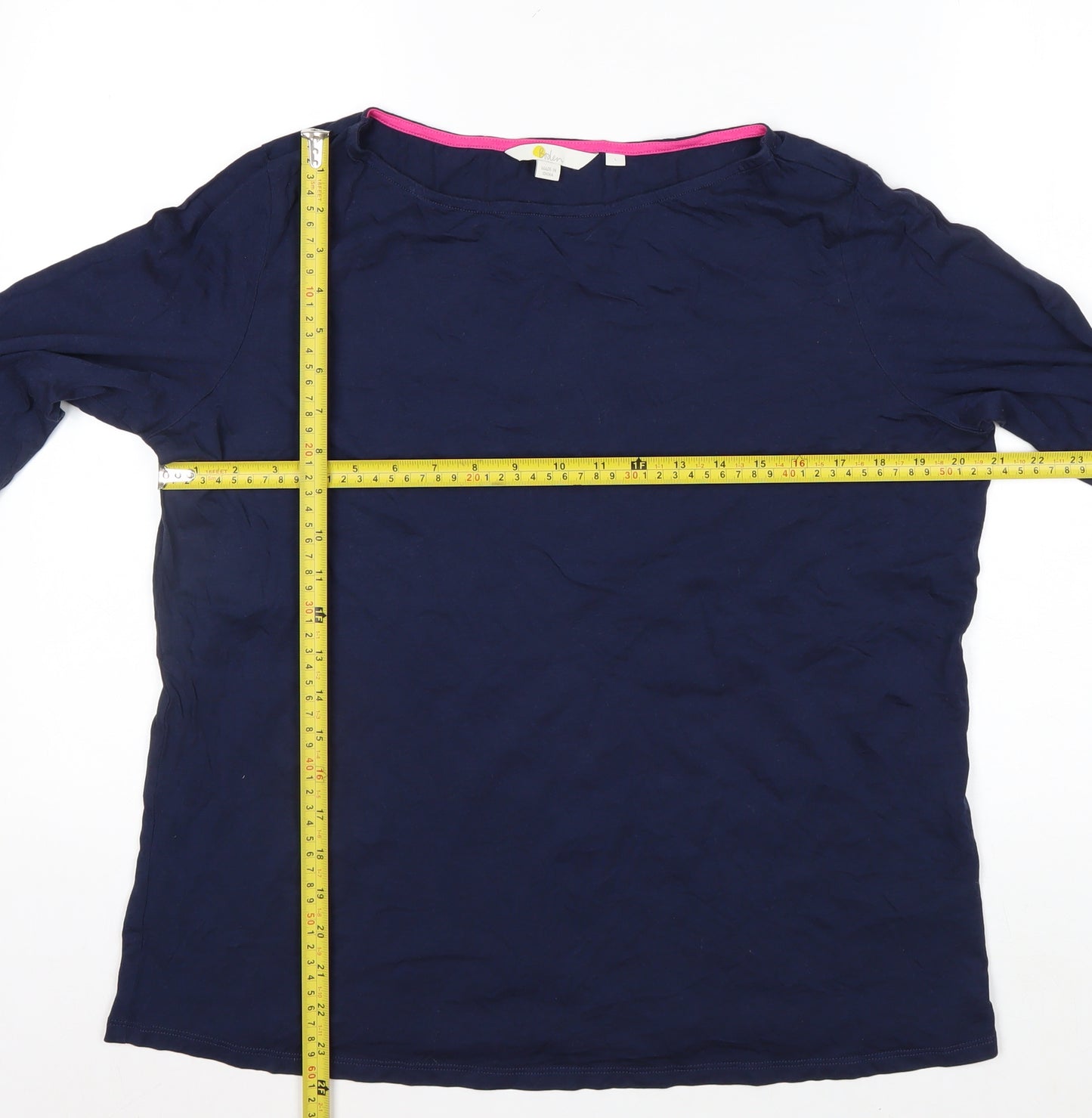 Boden Women’s Blue Long Sleeve Boat Neck Jersey Top Size L
