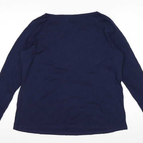 Boden Women’s Blue Long Sleeve Boat Neck Jersey Top Size L