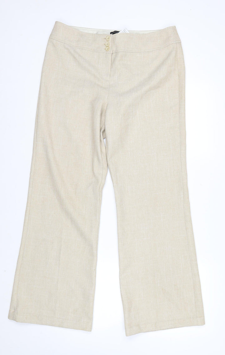 Dorothy Perkins Women’s Beige Wide-Leg Trousers Size 14 Classic Fit