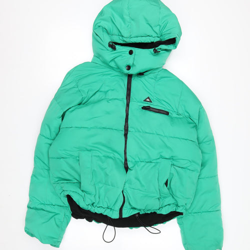 iets frans Men’s Green Hooded Puffer Jacket Size M Polyester