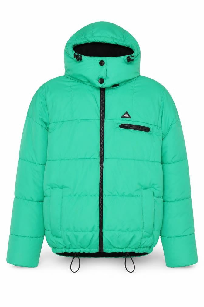 iets frans Men’s Green Hooded Puffer Jacket Size M Polyester