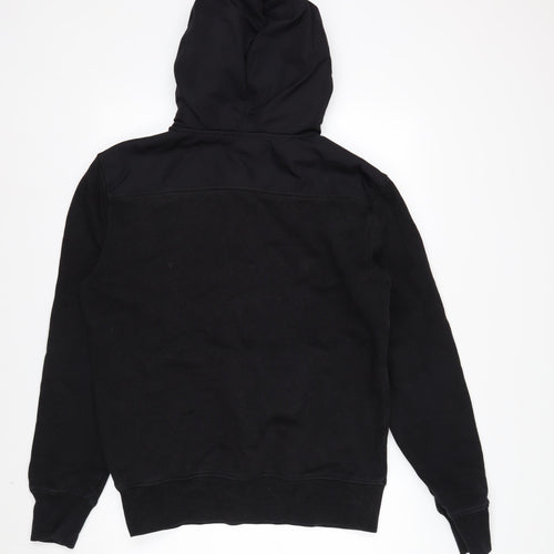 Superdry Men's Black L 1/2 Zip Hooded Sweatshirt Fleece Logo Hoodie