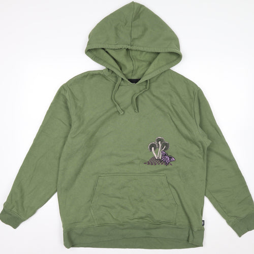 Vans Men's Green Pullover Hoodie L Embroidered Graphic Fleece