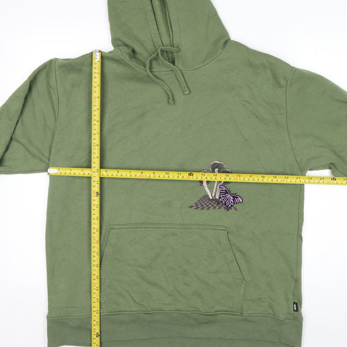 Vans Men's Green Pullover Hoodie L Embroidered Graphic Fleece