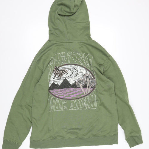 Vans Men's Green Pullover Hoodie L Embroidered Graphic Fleece