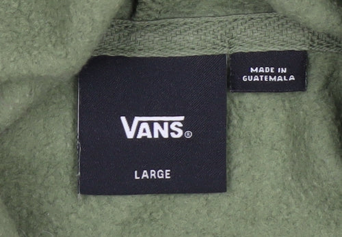 Vans Men's Green Pullover Hoodie L Embroidered Graphic Fleece