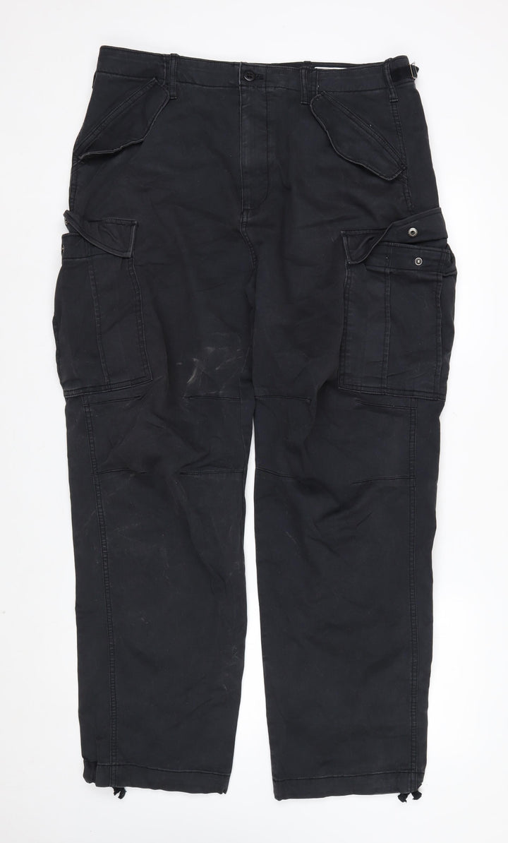 GAP Men's Black 34x32 Regular Fit Cargo Trousers