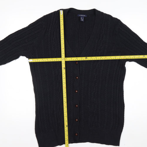 Lands' End Men's Black Cable-Knit Cardigan Jumper Size L