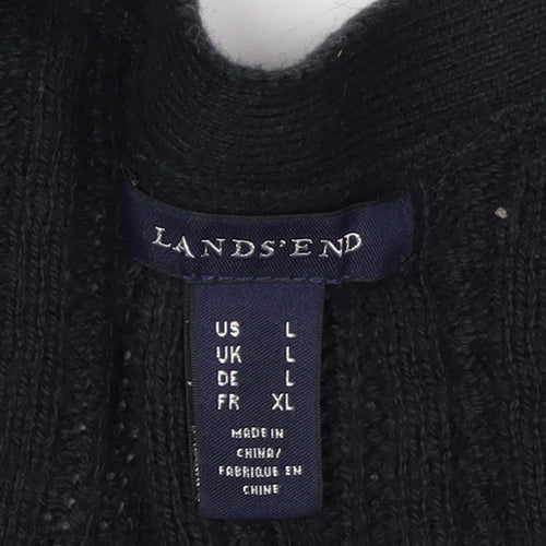 Lands' End Men's Black Cable-Knit Cardigan Jumper Size L