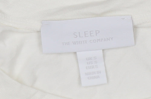 The White Company Women's Ivory Long Sleeve Tie Hem Relaxed T-Shirt Small