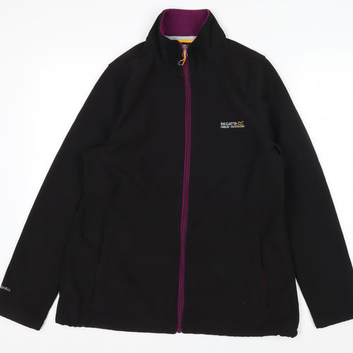 Regatta Womens Black Softshell Jacket Size 16 Water Resistant Outdoor