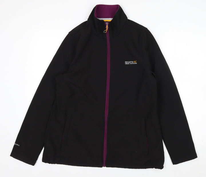 Regatta Womens Black Softshell Jacket Size 16 Water Resistant Outdoor