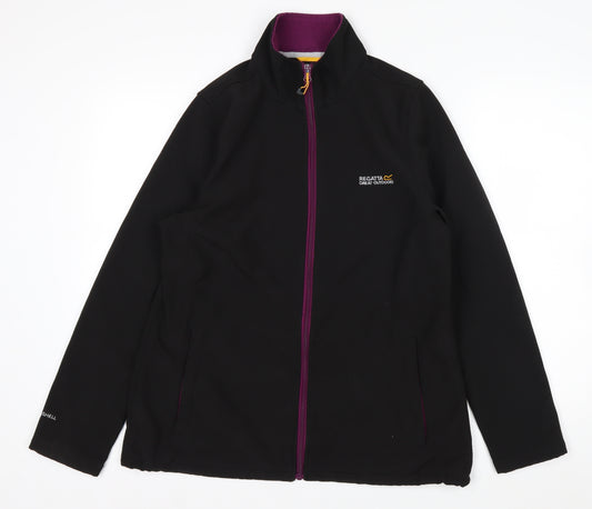 Regatta Womens Black Softshell Jacket Size 16 Water Resistant Outdoor