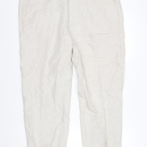 Marks and Spencer Men’s Beige Linen Blend Chino Trousers 38x29 Regular Fit