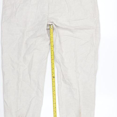 Marks and Spencer Men’s Beige Linen Blend Chino Trousers 38x29 Regular Fit