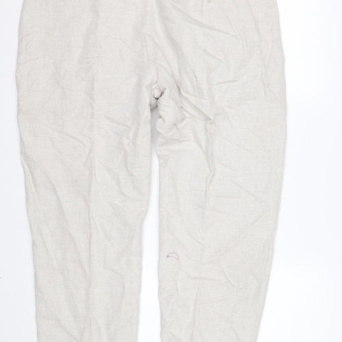 Marks and Spencer Men’s Beige Linen Blend Chino Trousers 38x29 Regular Fit