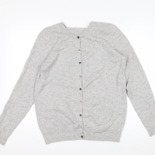 Boden Women Grey 100% Cashmere Crew Neck Cardigan L