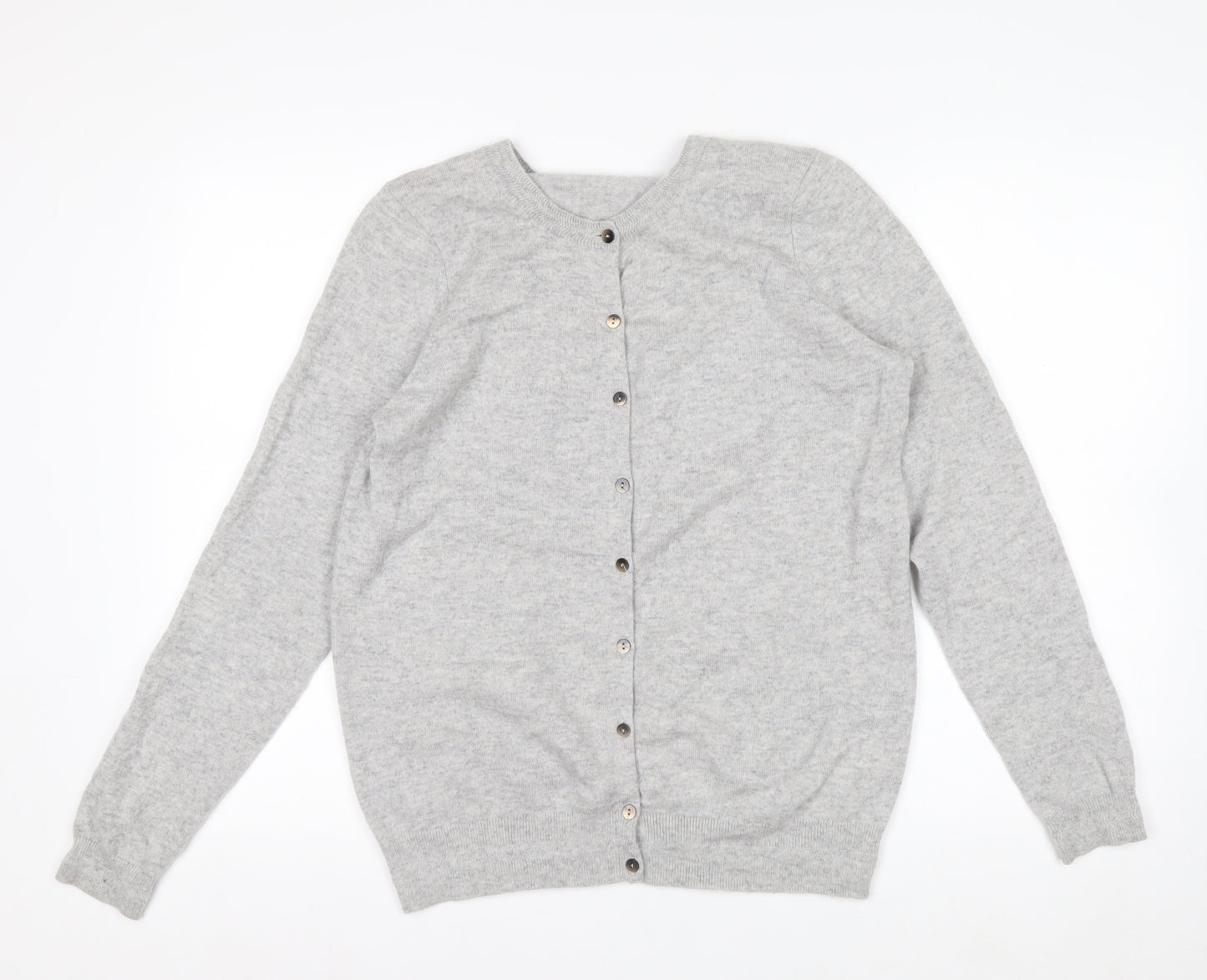 Boden Women Grey 100% Cashmere Crew Neck Cardigan L