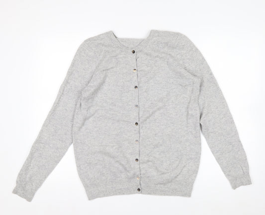 Boden Women Grey 100% Cashmere Crew Neck Cardigan L