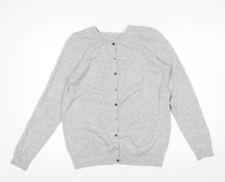 Boden Women Grey 100% Cashmere Crew Neck Cardigan L