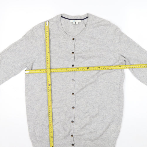 Boden Women Grey 100% Cashmere Crew Neck Cardigan L