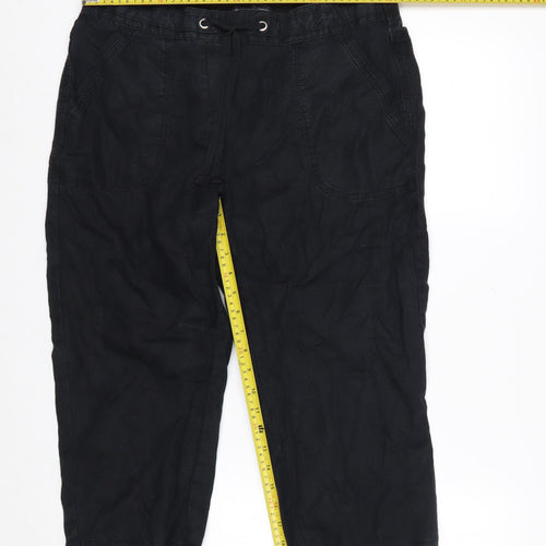 Marks and Spencer Women’s Black Linen Capri Trousers Size 14