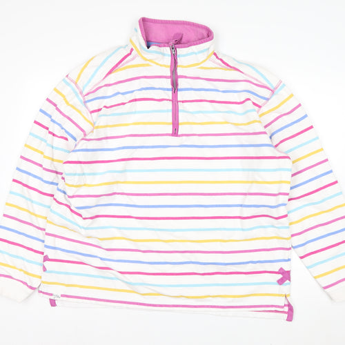 Lazy Jacks Women’s Multicoloured Stripe 1/4 Zip Cotton Sweatshirt XL