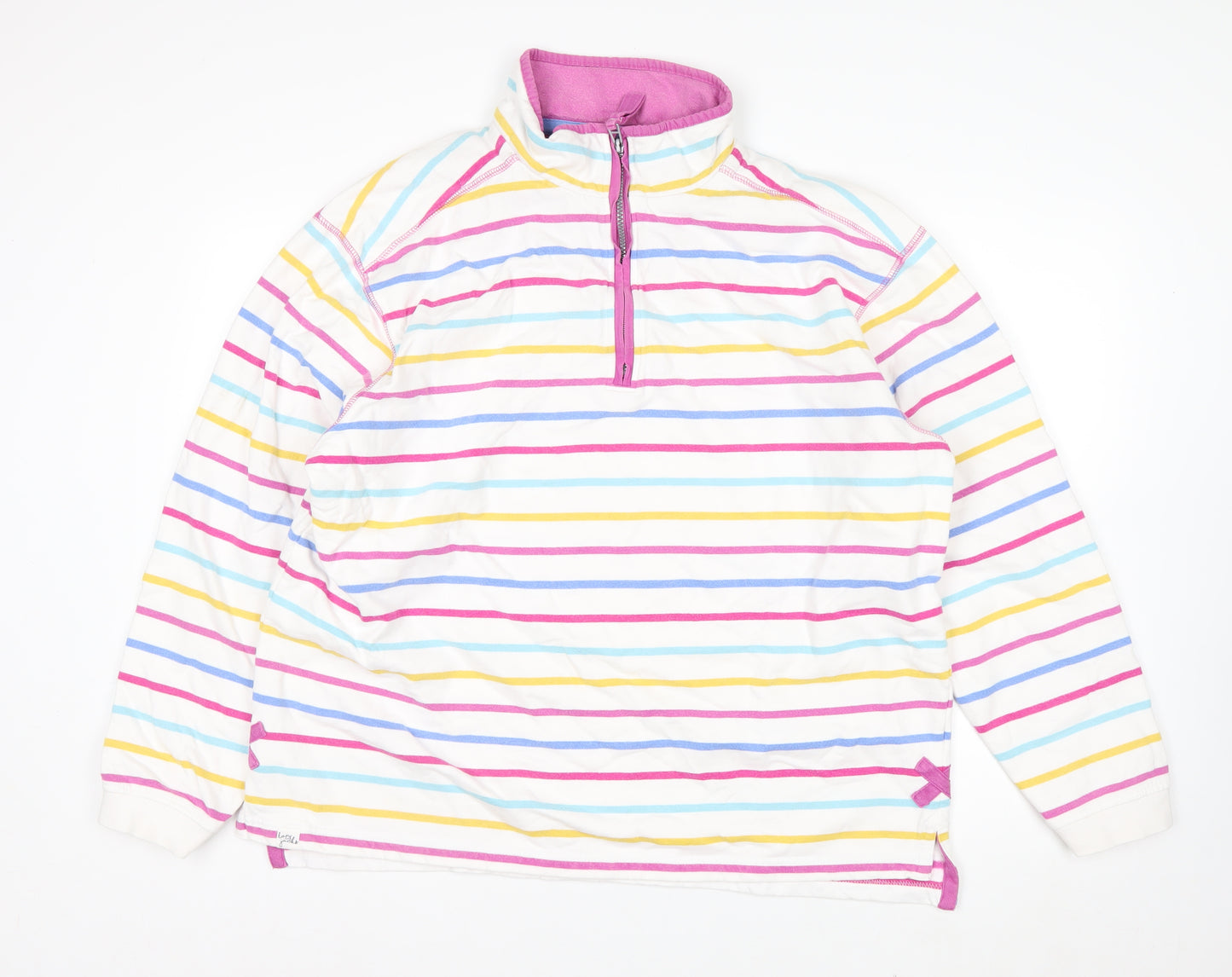 Lazy Jacks Women’s Multicoloured Stripe 1/4 Zip Cotton Sweatshirt XL