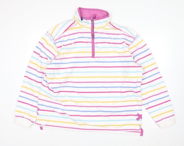 Lazy Jacks Women’s Multicoloured Stripe 1/4 Zip Cotton Sweatshirt XL
