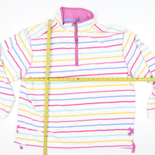 Lazy Jacks Women’s Multicoloured Stripe 1/4 Zip Cotton Sweatshirt XL