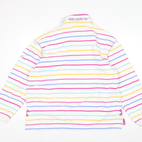 Lazy Jacks Women’s Multicoloured Stripe 1/4 Zip Cotton Sweatshirt XL