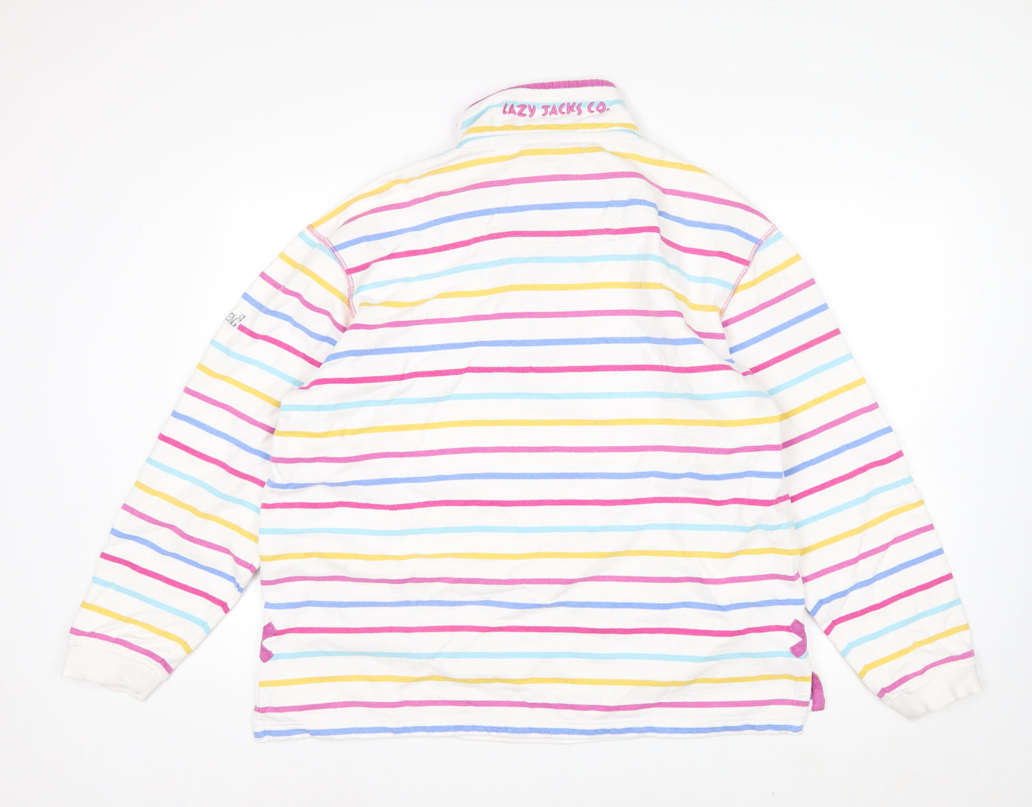 Lazy Jacks Women’s Multicoloured Stripe 1/4 Zip Cotton Sweatshirt XL