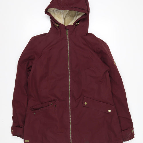 Regatta Womens Red Hooded Parka Jacket Size 16 Lined Outdoor Coat