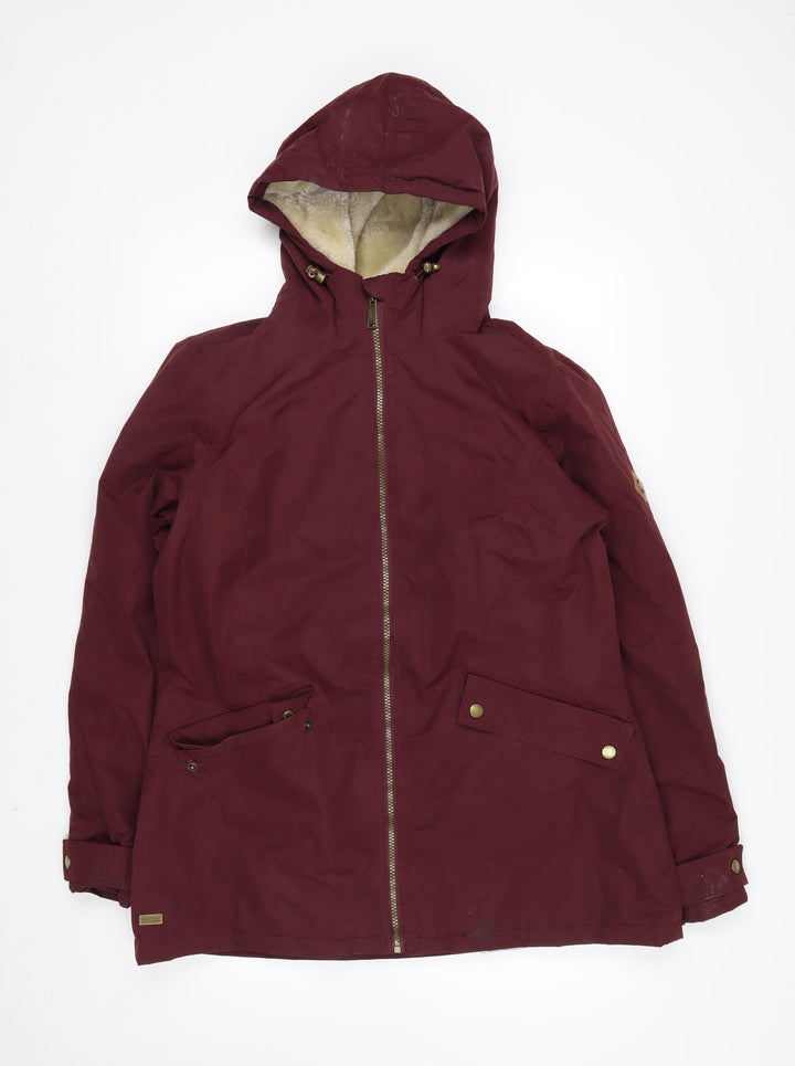 Regatta Womens Red Hooded Parka Jacket Size 16 Lined Outdoor Coat