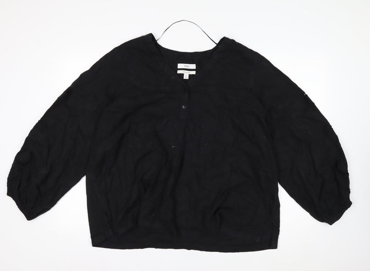 Marks and Spencer Women’s Black Linen Blend Tunic Blouse Size 20