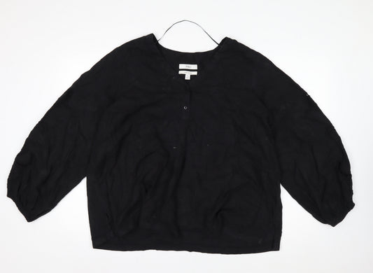 Marks and Spencer Women’s Black Linen Blend Tunic Blouse Size 20