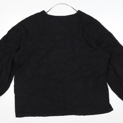Marks and Spencer Women’s Black Linen Blend Tunic Blouse Size 20