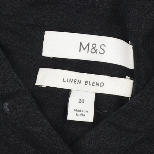Marks and Spencer Women’s Black Linen Blend Tunic Blouse Size 20