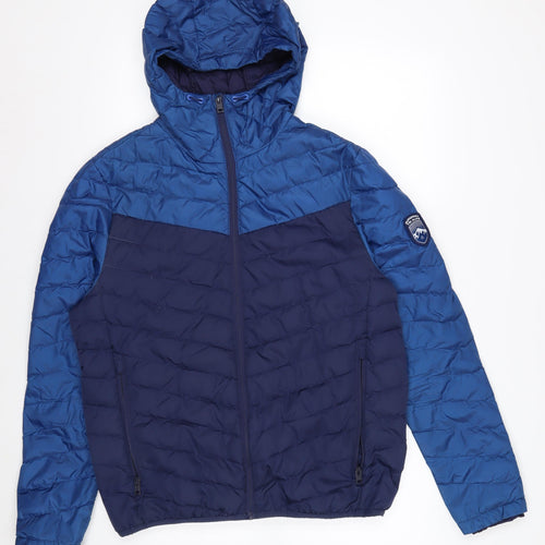 Superdry Men’s Blue SubArctic Puffer Jacket Size L Hooded Winter Coat