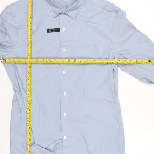 Marks and Spencer Men's Blue Slim Fit Long Sleeve Cotton Shirt M