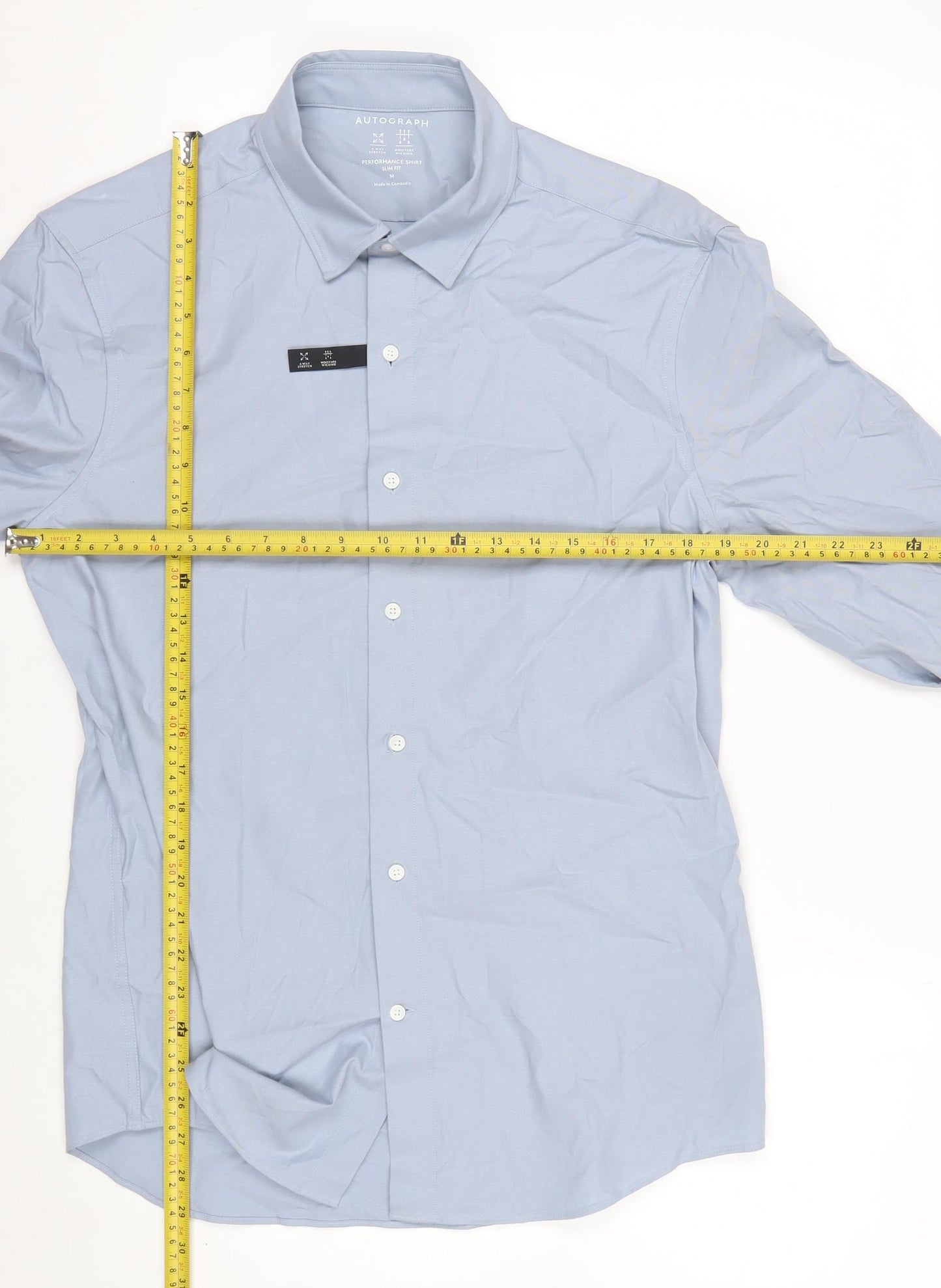Marks and Spencer Men's Blue Slim Fit Long Sleeve Cotton Shirt M