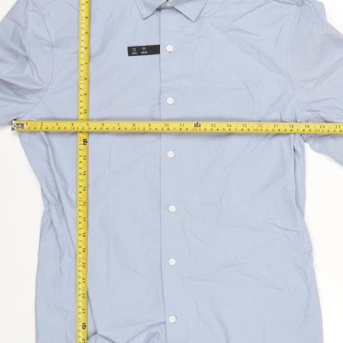 Marks and Spencer Men's Blue Slim Fit Long Sleeve Cotton Shirt M