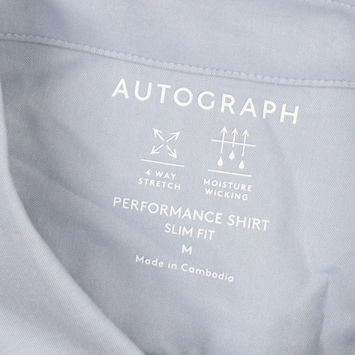 Marks and Spencer Men's Blue Slim Fit Long Sleeve Cotton Shirt M