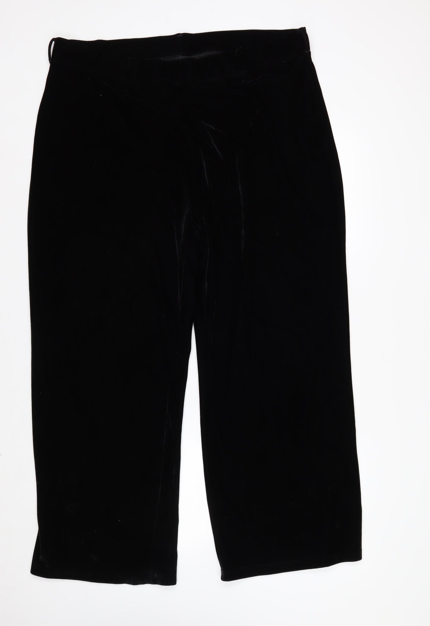 Marks and Spencer Women's Black Velvet Stretch Trousers Size 20 Short