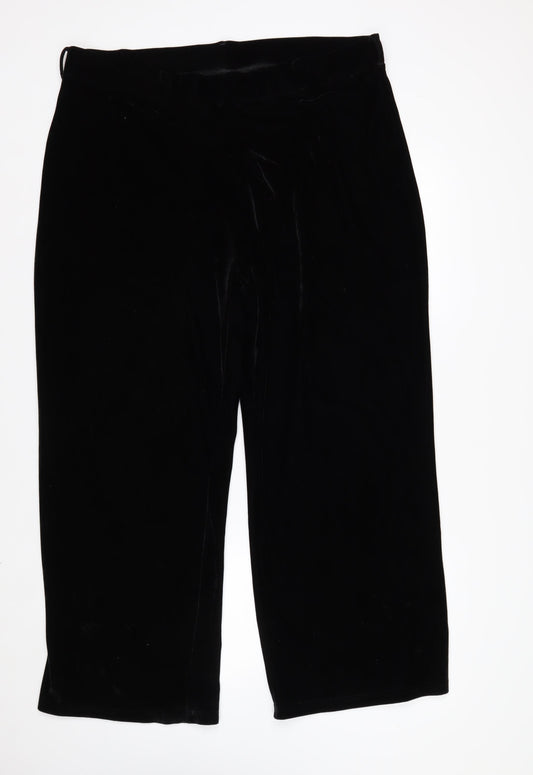 Marks and Spencer Women's Black Velvet Stretch Trousers Size 20 Short