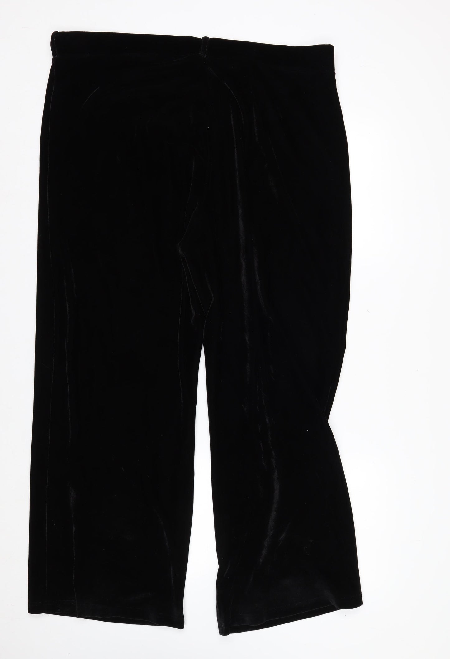 Marks and Spencer Women's Black Velvet Stretch Trousers Size 20 Short