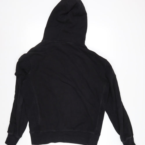 Superdry Men's Black Pullover Hoodie S Logo Fleece Graphic Print