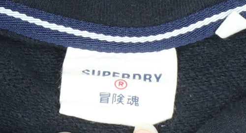 Superdry Men's Black Pullover Hoodie S Logo Fleece Graphic Print