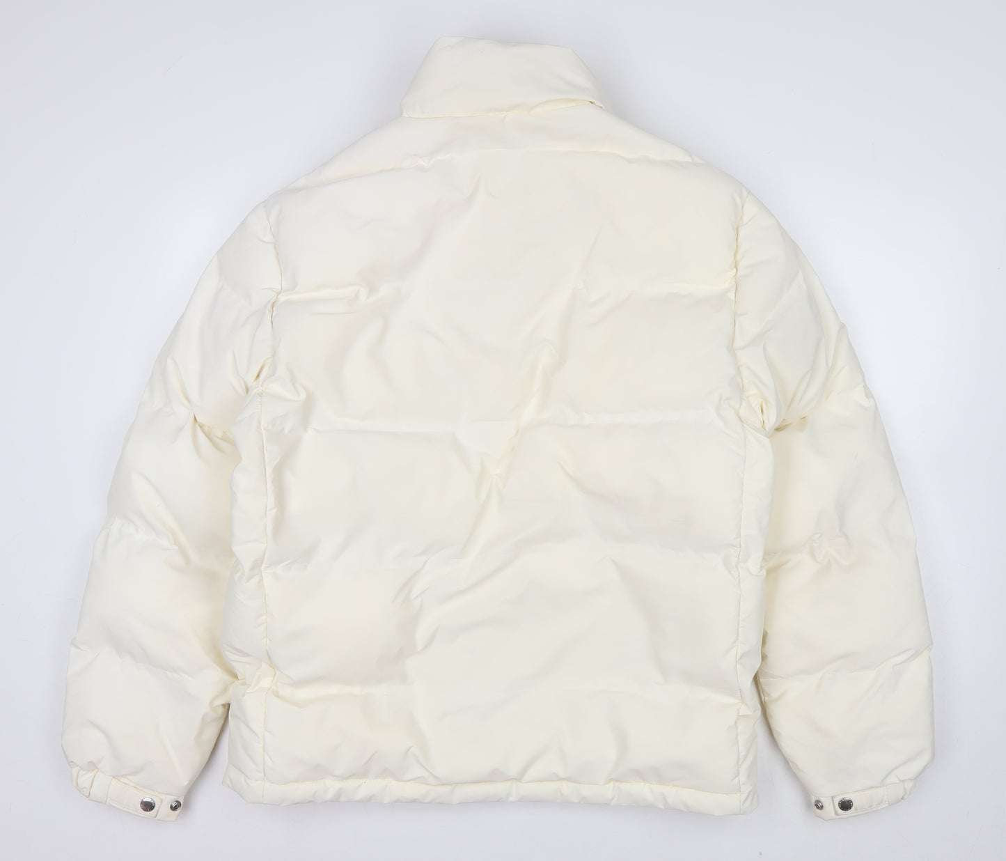 H&M Women Ivory Puffer Jacket Size 12 Polyester Mid-Length Zip Fastening