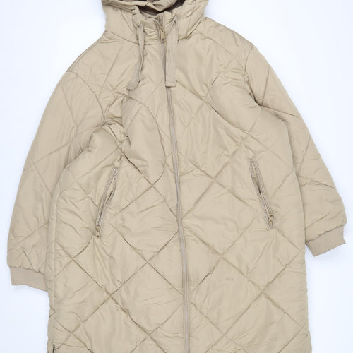 Marks and Spencer Women’s Beige Long Hooded Puffer Coat Size 20